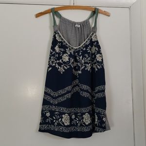 Flower blue tank top